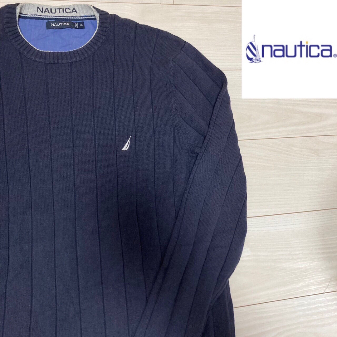 NAUTICA(ノーティカ)の90s NAUTICA コットン　ニット　セーター　XL ノーティカ　古着 メンズのトップス(ニット/セーター)の商品写真