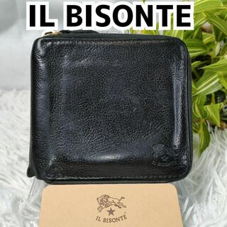 イルビゾンテ(IL BISONTE)のイルビゾンテ 二つ折り財布 ブラック ラウンド IL BISONTE 財布 黒(財布)
