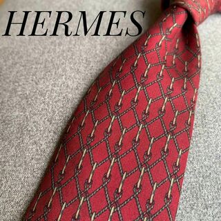 エルメス(Hermes)のHERMES シルク100% チェーン 総柄(ネクタイ)