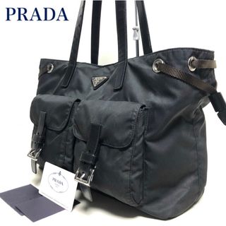 プラダ(PRADA)のPRADA プラダ テスート/レザー Wポケット 肩掛けトートバッグ【カード有】(トートバッグ)