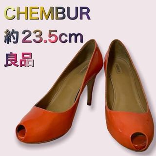 チェンバー(CHEMBUR)のCHEMBUR チェンバー　エナメル　オレンジ　パンプス　23.5cm(ハイヒール/パンプス)