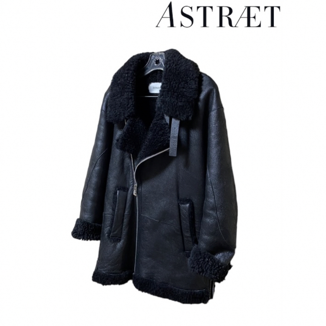 ASTRAET(アストラット)の美シルエット【ASTRAET】オーバーサイズムートン ライダースコート レディースのジャケット/アウター(ムートンコート)の商品写真