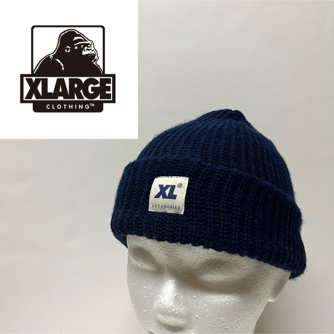 XLARGE(エクストララージ)のX-LARGE Knit Cap Navy メンズの帽子(ニット帽/ビーニー)の商品写真