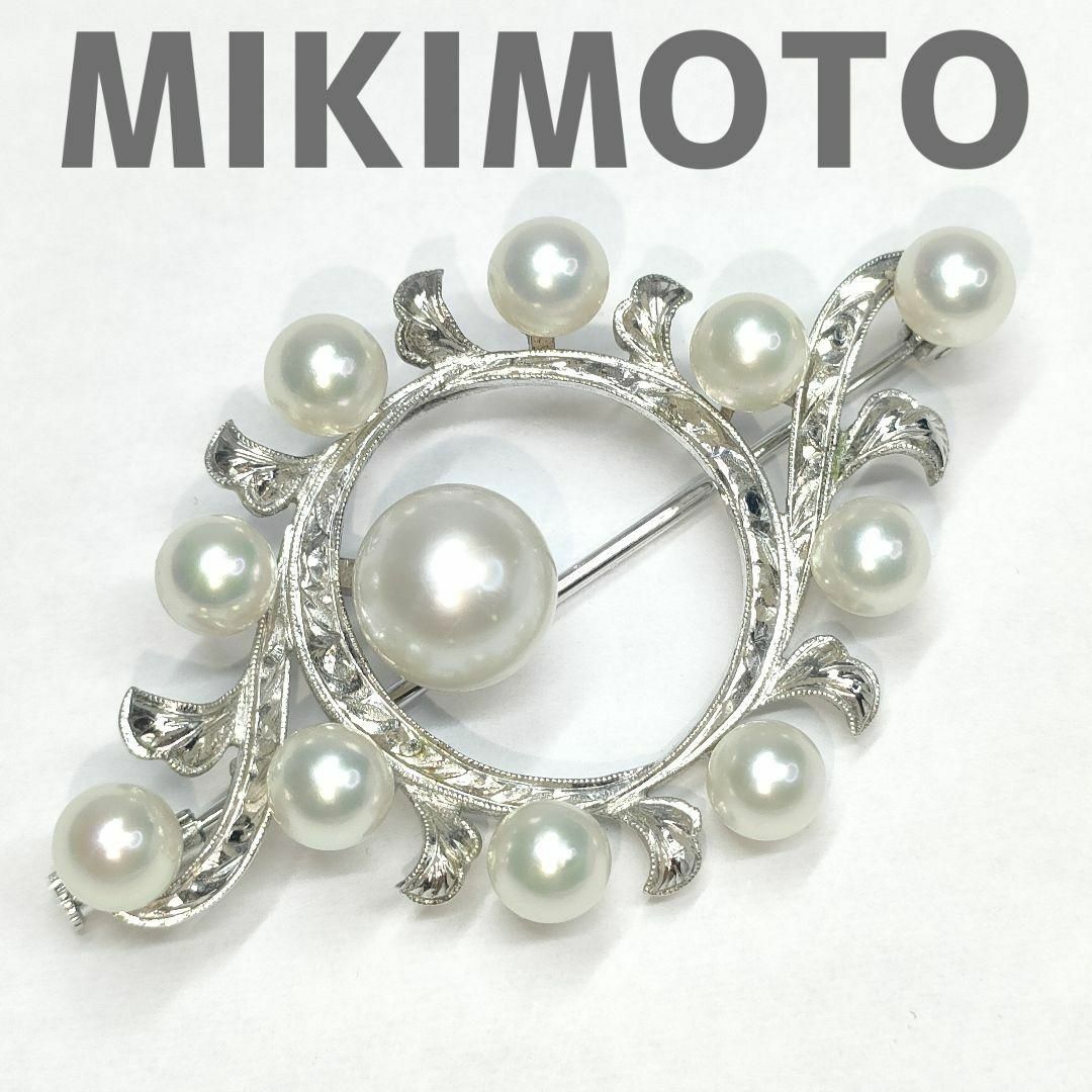 MIKIMOTO - ミキモト パール 真珠 ブローチ 11珠 シルバー M刻印 MIKIMOTO - ミキモト パール 真珠 ブローチ 11珠 シルバー M刻印