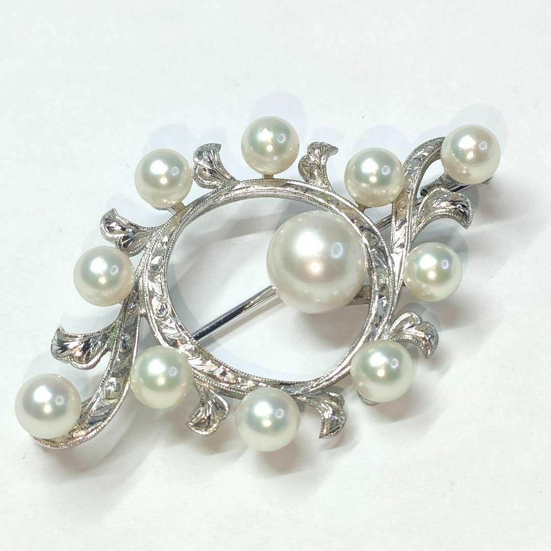 MIKIMOTO(ミキモト)のミキモト パール 真珠 ブローチ 11珠 シルバー M刻印 S刻印 アクセサリー レディースのアクセサリー(ブローチ/コサージュ)の商品写真