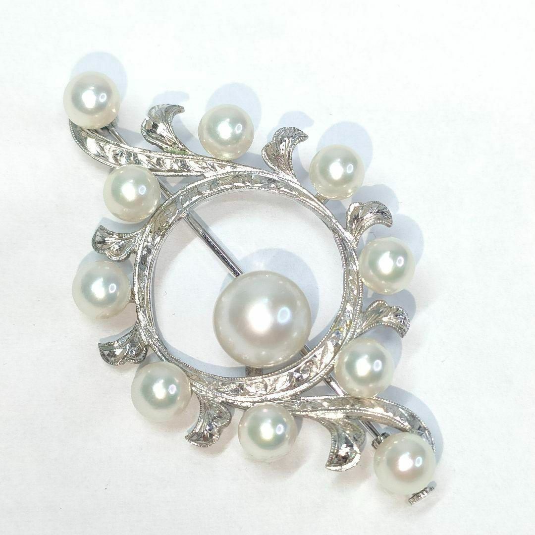 MIKIMOTO - ミキモト パール 真珠 ブローチ 11珠 シルバー M刻印 MIKIMOTO - ミキモト パール 真珠 ブローチ 11珠 シルバー M刻印