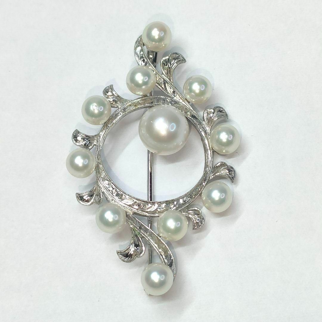 MIKIMOTO - ミキモト パール 真珠 ブローチ 11珠 シルバー M刻印 MIKIMOTO - ミキモト パール 真珠 ブローチ 11珠 シルバー M刻印