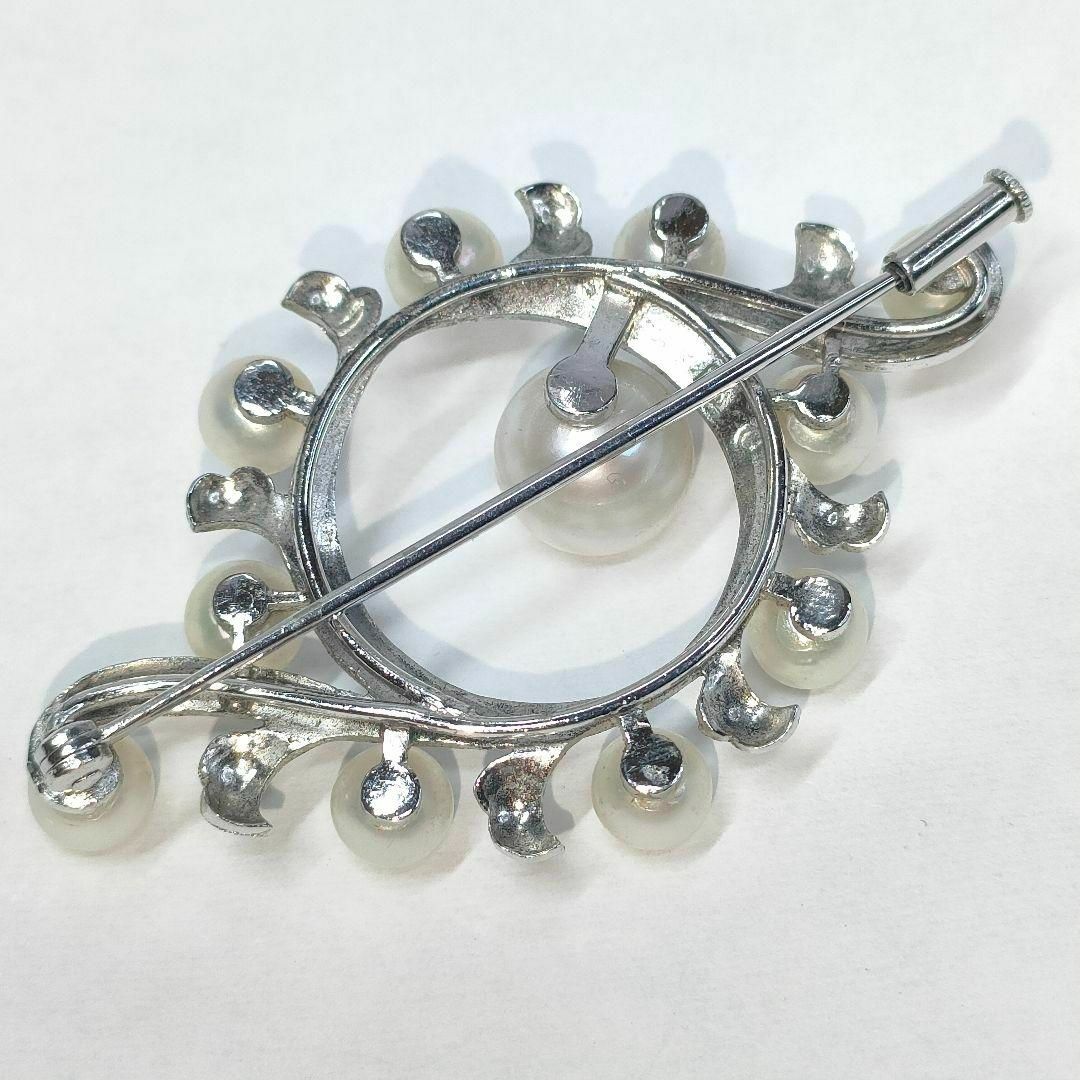 MIKIMOTO - ミキモト パール 真珠 ブローチ 11珠 シルバー M刻印 MIKIMOTO - ミキモト パール 真珠 ブローチ 11珠 シルバー M刻印