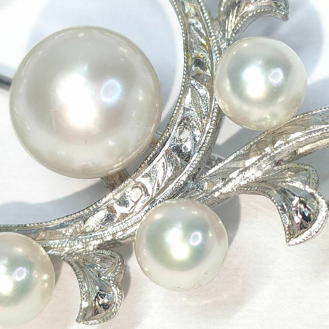 MIKIMOTO - ミキモト パール 真珠 ブローチ 11珠 シルバー M刻印 MIKIMOTO - ミキモト パール 真珠 ブローチ 11珠 シルバー M刻印