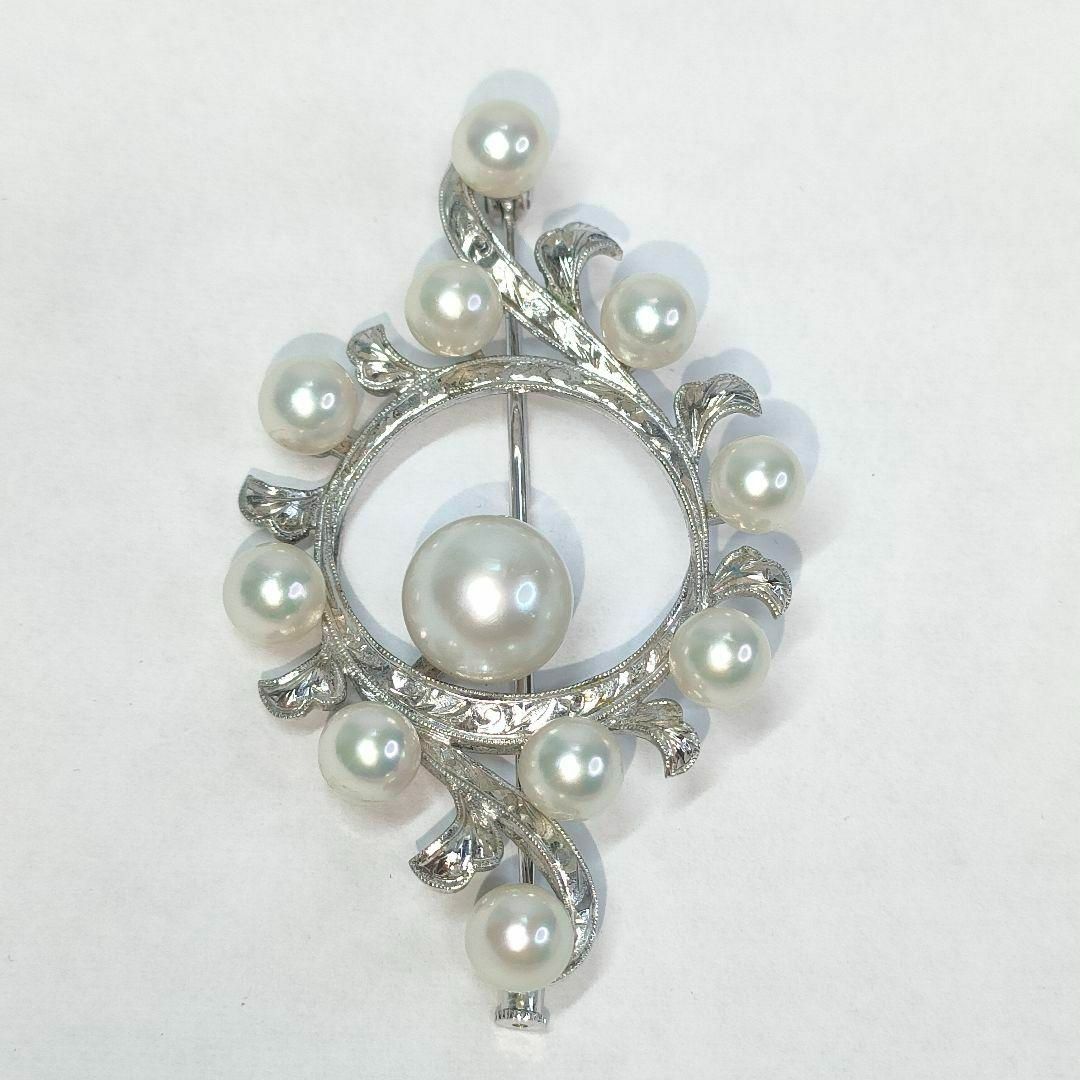 MIKIMOTO - ミキモト パール 真珠 ブローチ 11珠 シルバー M刻印 MIKIMOTO - ミキモト パール 真珠 ブローチ 11珠 シルバー M刻印