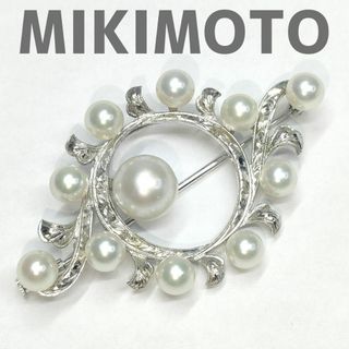 ミキモト(MIKIMOTO)のミキモト パール 真珠 ブローチ 11珠 シルバー M刻印 S刻印 アクセサリー(ブローチ/コサージュ)