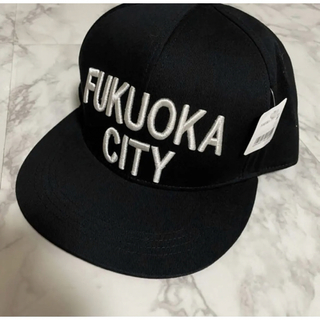 FUKUOKA CITY にわか煎餅キャップ　帽子（黒）新品(キャップ)