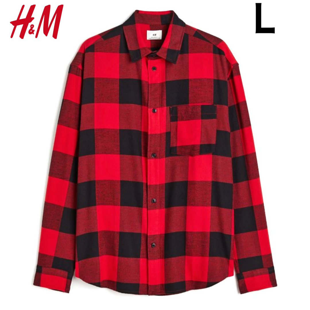 H&M(エイチアンドエム)の新品 H&M フランネル チェック シャツ レッド L メンズのトップス(シャツ)の商品写真