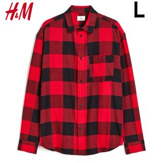 エイチアンドエム(H&M)の新品 H&M フランネル チェック シャツ レッド L(シャツ)