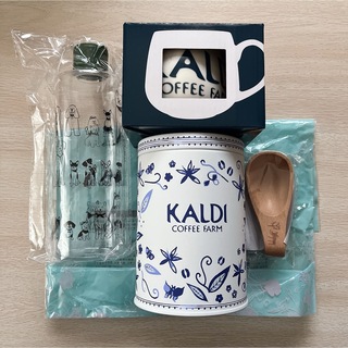 カルディ(KALDI)のカルディ キャニスター缶 シャワーボトル スプーン マグカップ セット(ノベルティグッズ)