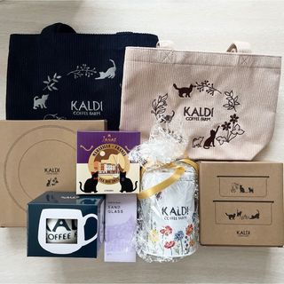 カルディ(KALDI)のカルディ キャニスター缶 サンドグラス 砂時計 マグカップ 猫の日 グッズ(ノベルティグッズ)