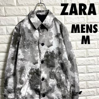 ZARA - 美品　ZARA ザラ　ステンカラーコート　スプリングコート　タイダイ　総柄　M