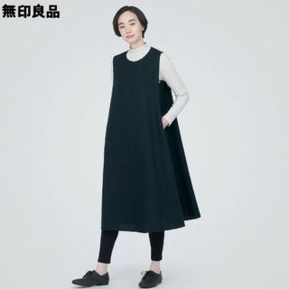 ムジルシリョウヒン(MUJI (無印良品))の《新品》  無印良品 起毛 ジャンパースカート  ／ダークネイビー／Ｌ(ひざ丈ワンピース)