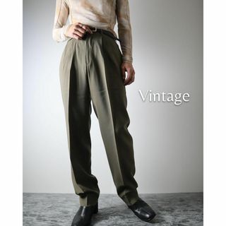 アートヴィンテージ(ART VINTAGE)の【vintage】2タック ワイド レトロ スラックス ウール W32 カーキ(スラックス)