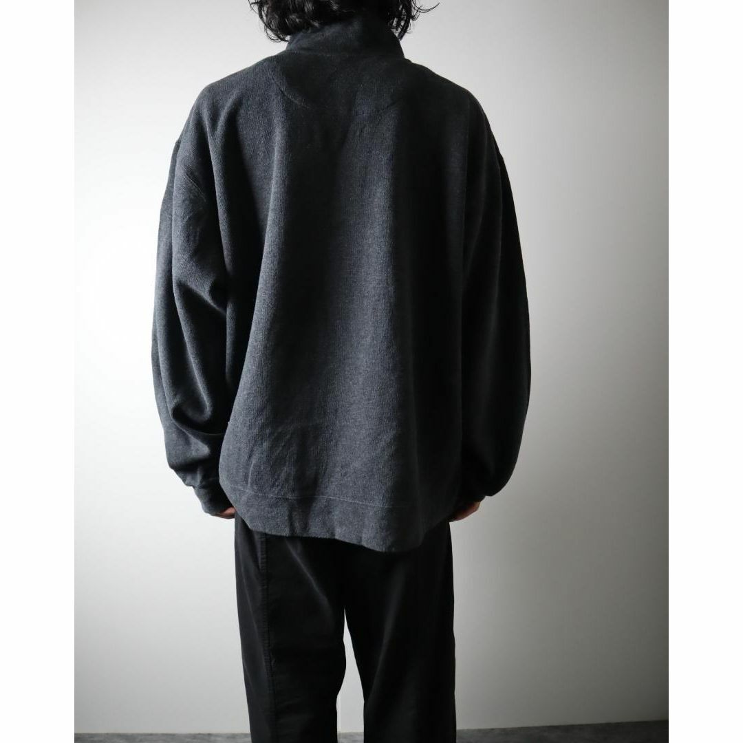 ART VINTAGE(アートヴィンテージ)の【ORVIS】ハーフジップ ルーズ コットン ニット セーター グレー 3L メンズのトップス(ニット/セーター)の商品写真