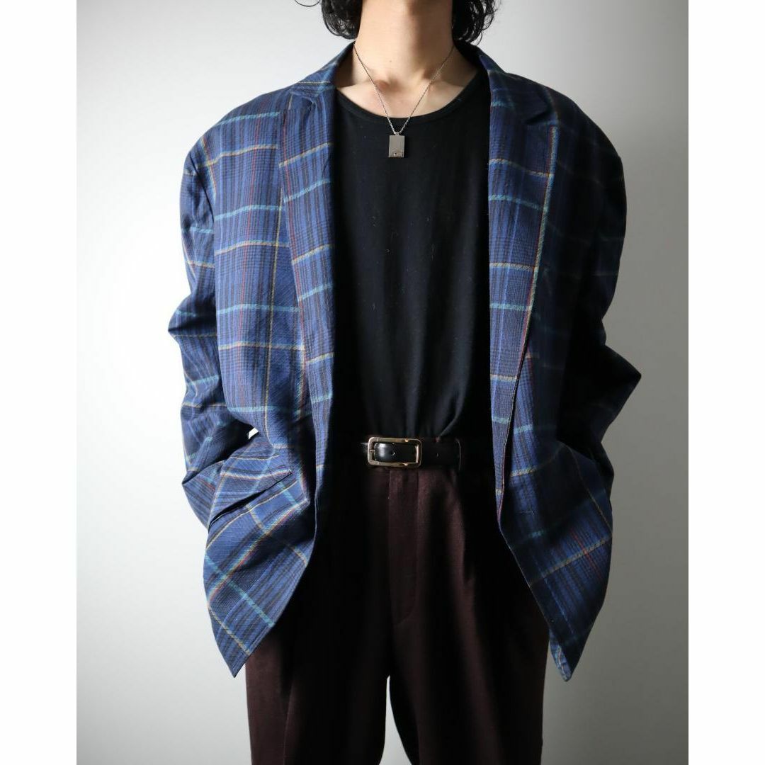 ART VINTAGE - 【vintage】マルチチェック柄 ルーズ テーラード ART VINTAGE - 【vintage】マルチチェック柄 ルーズ テーラード