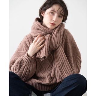 メリージェニー(merry jenny)のmade in Japan muffler ケーブル編みニットマフラー*idem(マフラー/ショール)