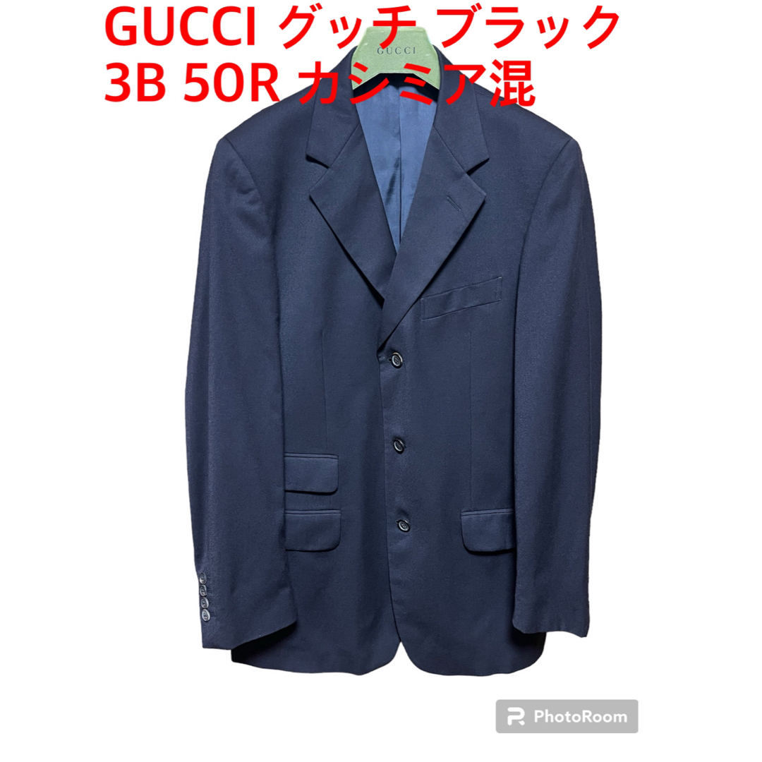 Gucci(グッチ)の【希少】GUCCI グッチ 高級スーツ カシミア混 50R  XLブラック 3B メンズのスーツ(セットアップ)の商品写真