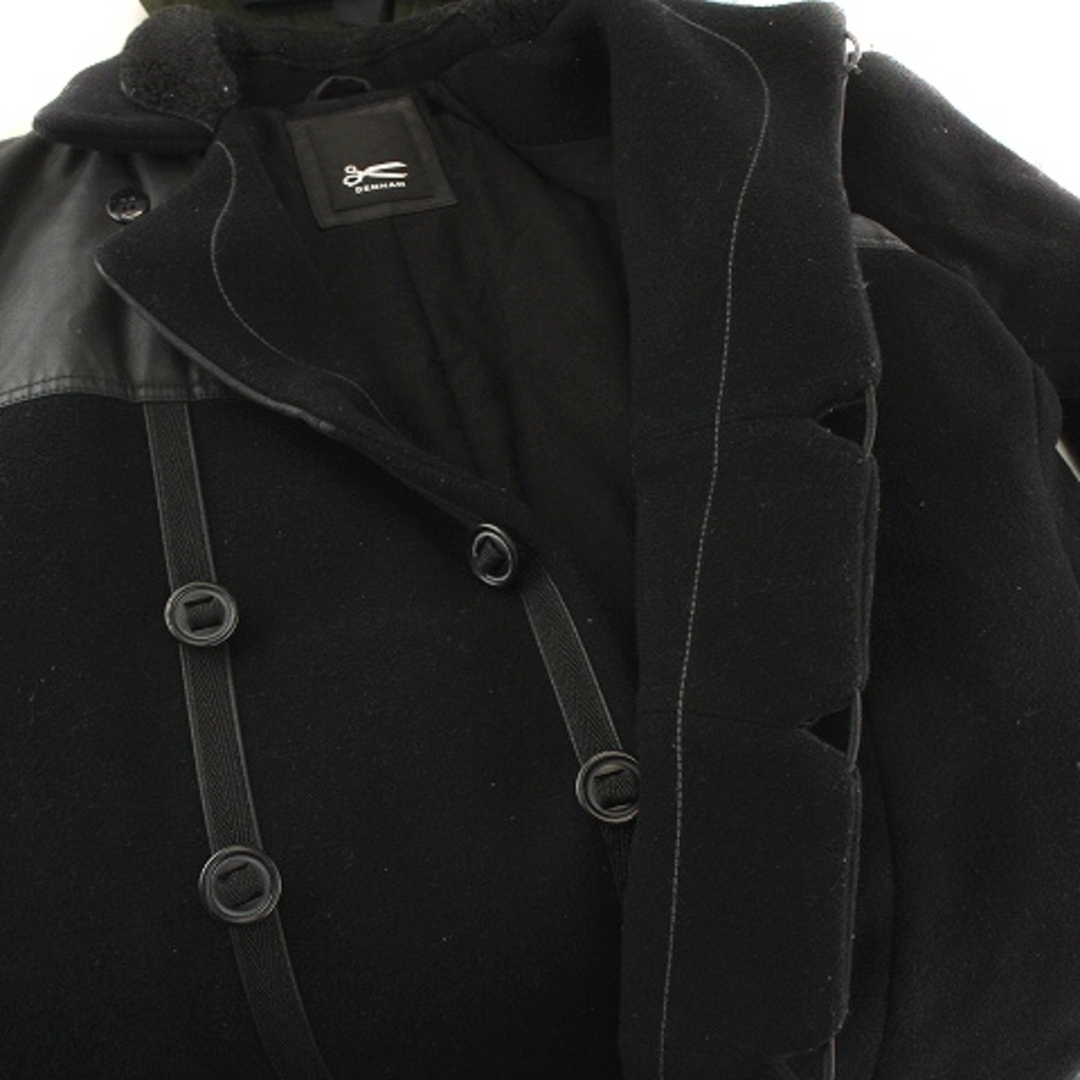 DENHAM(デンハム)のDENHAM Pコート ピーコート 切替 肩部分レザー ショート ミドル L 黒 メンズのジャケット/アウター(ピーコート)の商品写真