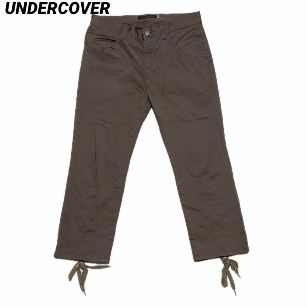 UNDERCOVER(アンダーカバー)のUNDERCOVER 裾紐 クロップドパンツ 稲妻刺繍 ブラウン メンズのパンツ(チノパン)の商品写真