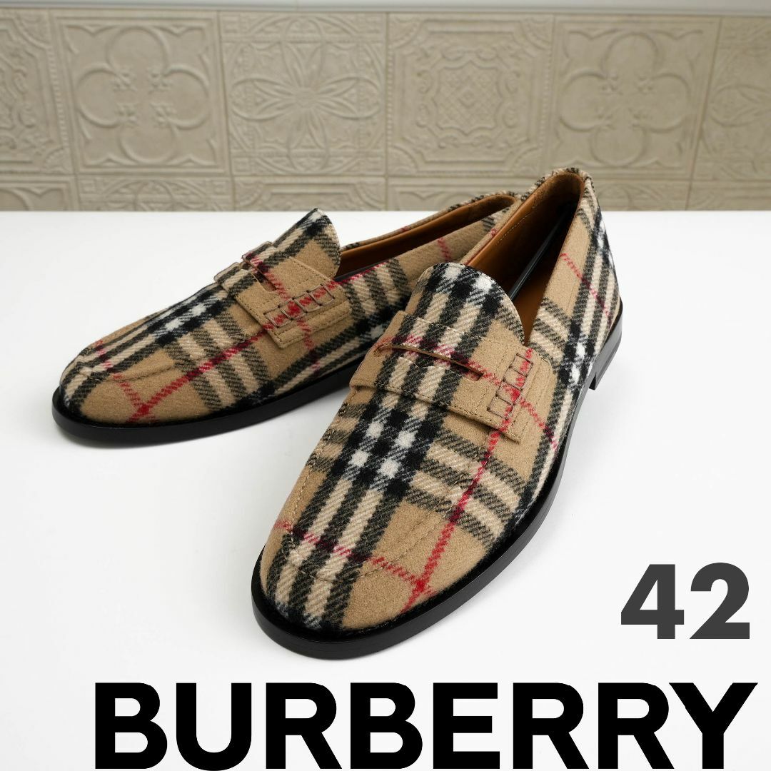 BURBERRY(バーバリー)の新品 BURBERRY チェック ウール フェルトローファー 42 メンズの靴/シューズ(スリッポン/モカシン)の商品写真