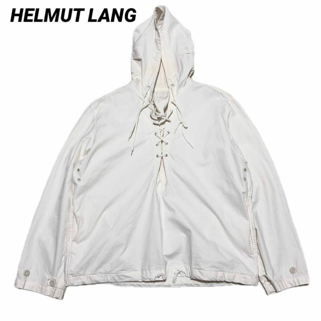 HELMUT LANG(ヘルムートラング)のヘルムートラング コットン アノラックパーカー ホワイト アーカイブ メンズのジャケット/アウター(ミリタリージャケット)の商品写真