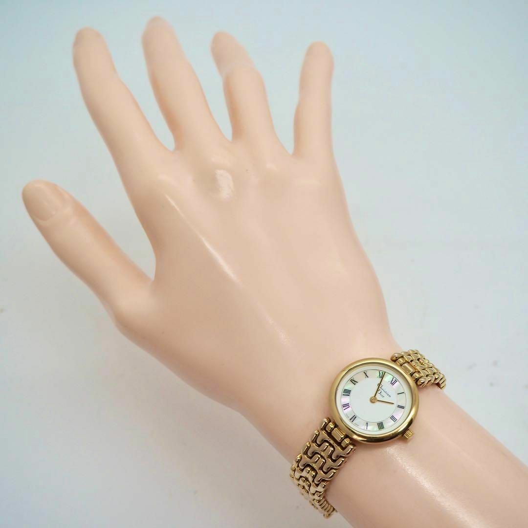 74【美品】クリスチャンディオール時計　レディース腕時計　ゴールド　シェル