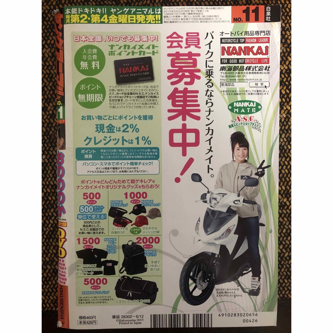 ヤングアニマル 2015年 6/12号 no.11 [雑誌] DVD付き エンタメ/ホビーの雑誌(アート/エンタメ/ホビー)の商品写真