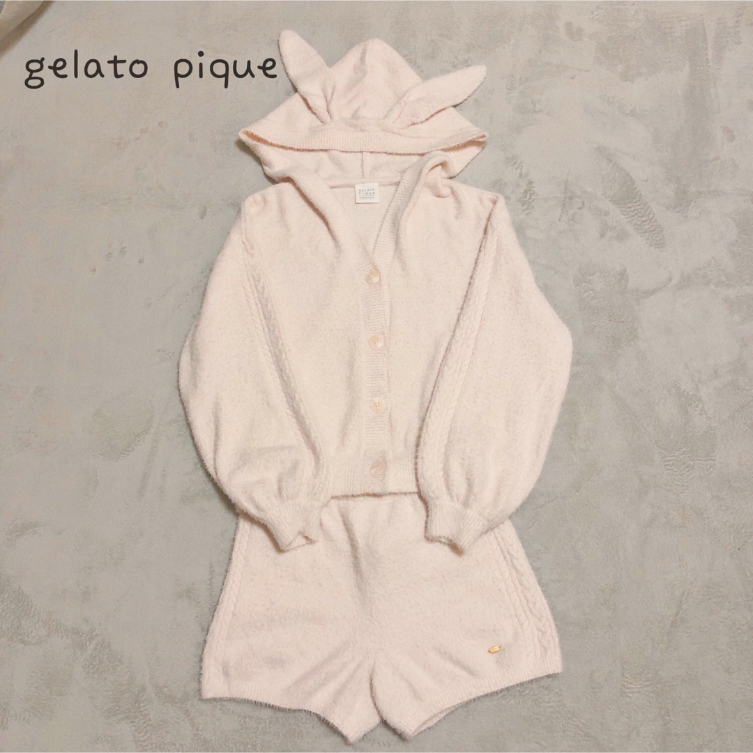 gelato pique(ジェラートピケ)のgelatopique バニーモコ ウサギ 上下セット ONESIZE ピンク レディースのルームウェア/パジャマ(ルームウェア)の商品写真