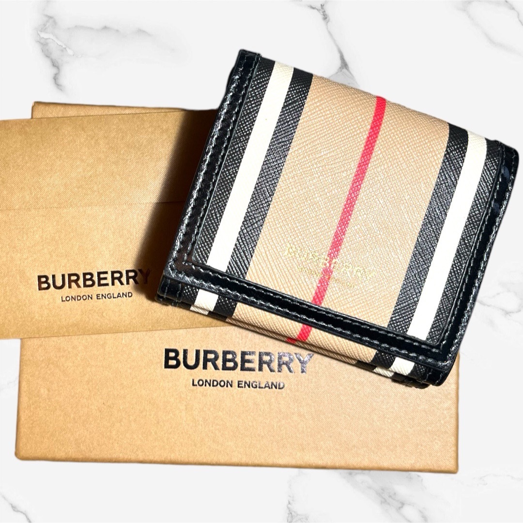 BURBERRY(バーバリー)の【極美品★箱付】BURBERRY 三つ折財布 ノバチェック アイコンストライプ レディースのファッション小物(財布)の商品写真