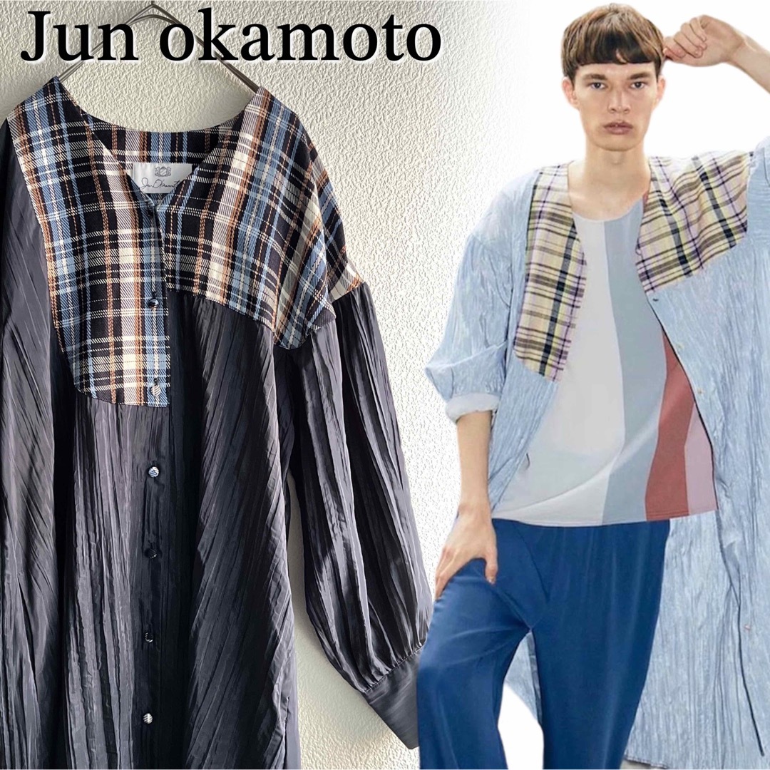 JUN OKAMOTO(ジュンオカモト)のJUN OKAMOTO【雨に濡れたステンドグラスみたいなシャツワンピース】日本製 レディースのワンピース(ロングワンピース/マキシワンピース)の商品写真