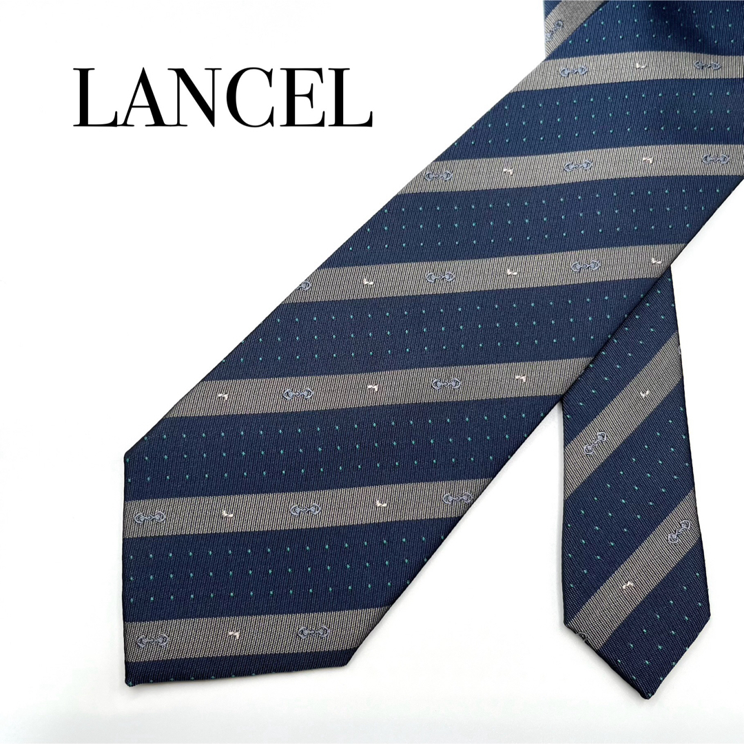 LANCEL(ランセル)のLANCEL ランセル ネクタイ ネイビー ブルー 青 ストライプ レジメンタル メンズのファッション小物(ネクタイ)の商品写真