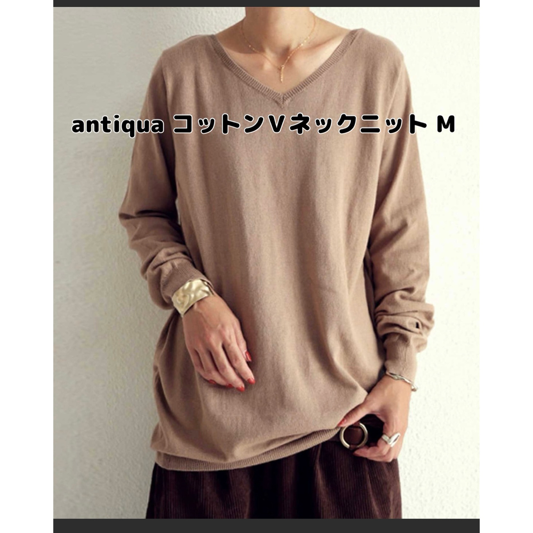 antiqua(アンティカ)の最終値下げ【新品】antiqua(アンティカ)コットンＶネックニット M レディースのトップス(ニット/セーター)の商品写真