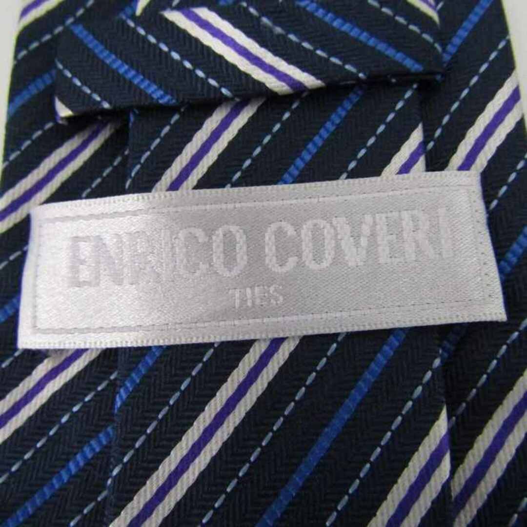 ENRICO COVERI(エンリココベリ)のエンリコ・コベリ ブランド ネクタイ シルク ストライプ柄 メンズ ネイビー Enrico Coveri メンズのファッション小物(ネクタイ)の商品写真