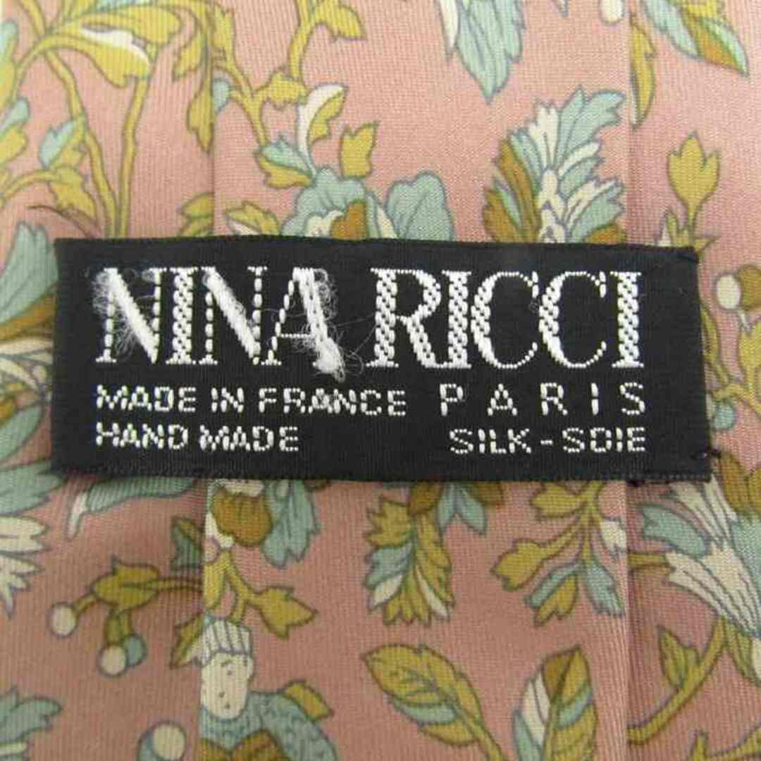 NINA RICCI(ニナリッチ)のニナリッチ ブランド ネクタイ シルク ボタニカル柄 花柄 ハンドメイド メンズ ピンク NINA RICCI メンズのファッション小物(ネクタイ)の商品写真