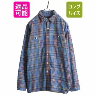 ラルフローレン(Ralph Lauren)のポロ ラルフローレン チェック ヘビー フランネル シャツ メンズ L 古着 POLO 長袖シャツ マチ付き ポケット付き ポニー無し チンスト 厚手(シャツ)