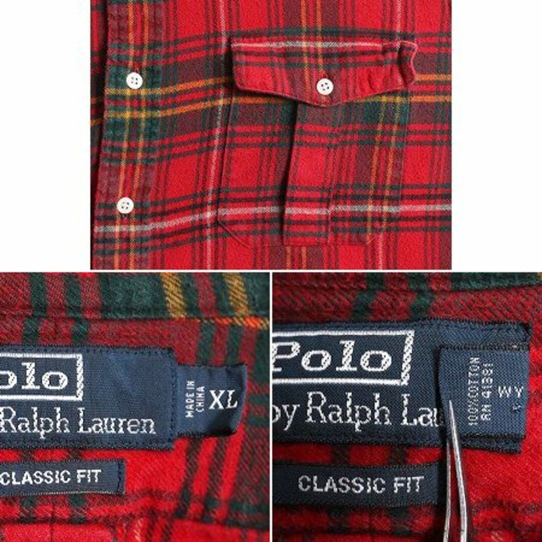 Ralph Lauren(ラルフローレン)の90s ラルフローレン チェック フランネル シャツ メンズ XL / 古着 POLO 90年代 オールド ポロ ネルシャツ 大きいサイズ ポニーなし ネル メンズのトップス(シャツ)の商品写真