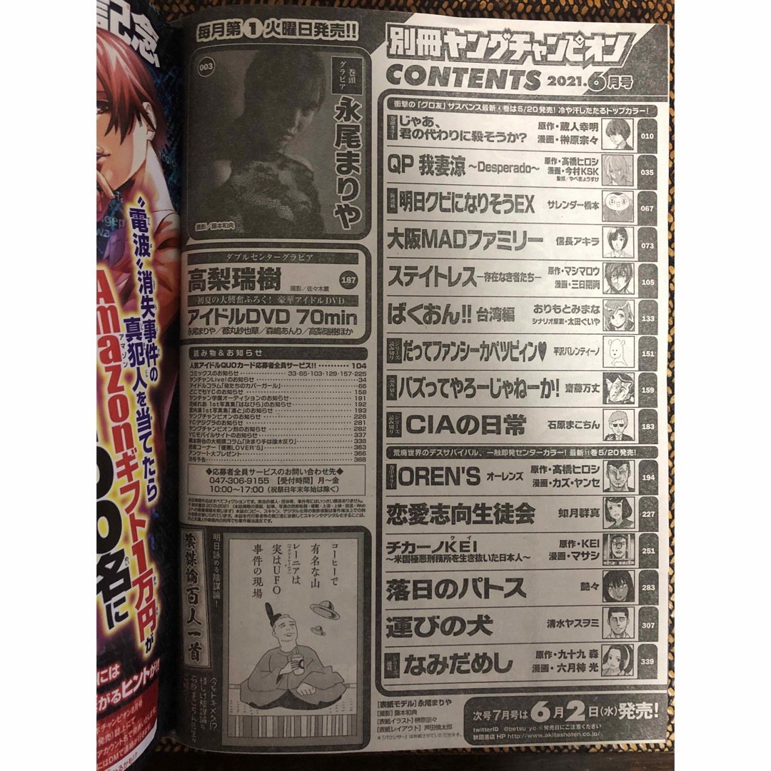 別冊ヤングチャンピオン 2021年 6/15号 6月号　DVD付き エンタメ/ホビーの雑誌(アート/エンタメ/ホビー)の商品写真