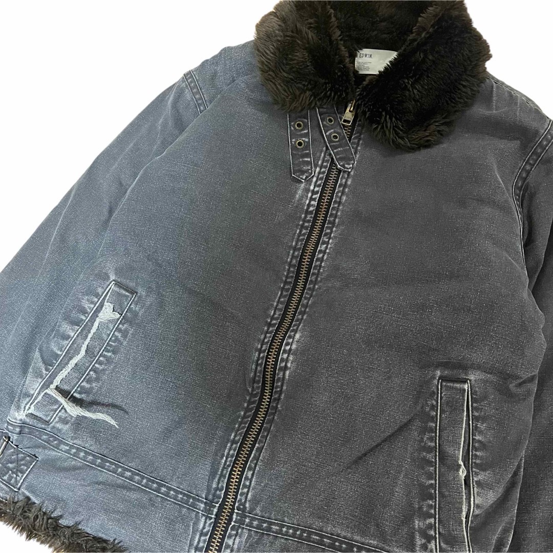EDWIN(エドウィン)の00’s EDWIN ボアデニムジャケット グランジ ギミック パンク Y2K メンズのジャケット/アウター(Gジャン/デニムジャケット)の商品写真