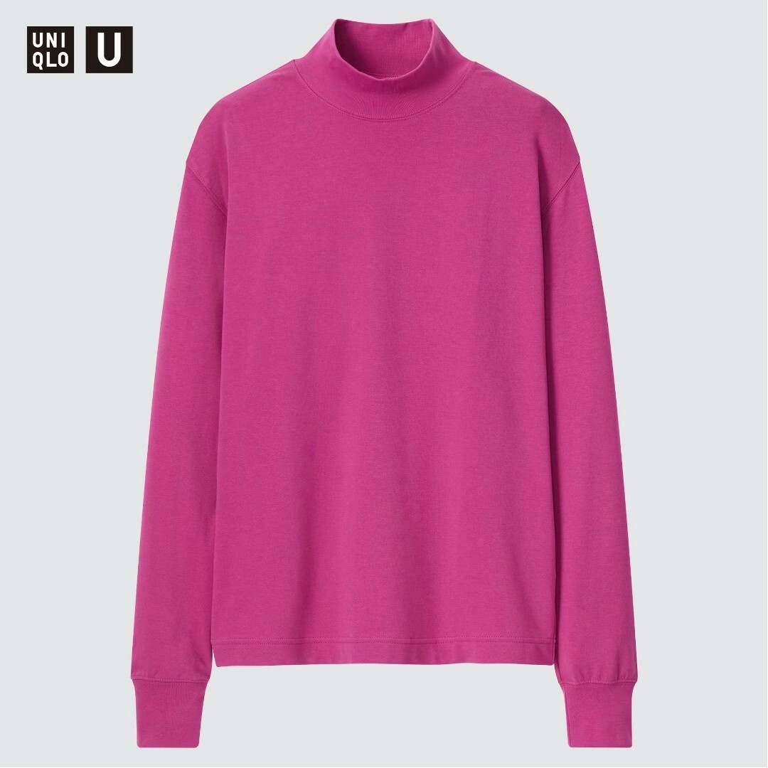 UNIQLO(ユニクロ)の新品 未使用 ユニクロ ヒートテックコットンモックネックT 長袖 XL ピンク レディースのトップス(Tシャツ(長袖/七分))の商品写真