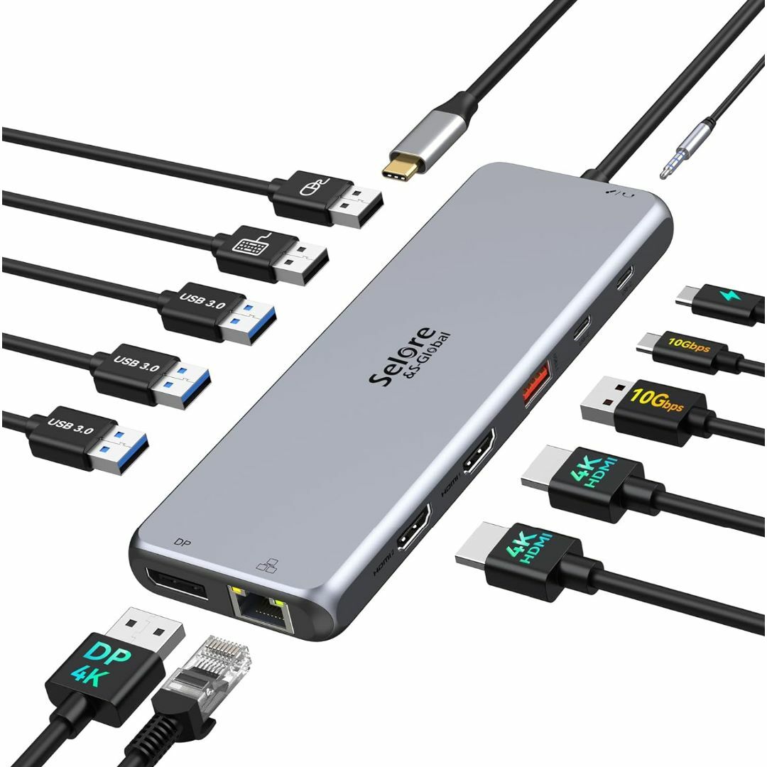 【13in1】selore USB C type c ドッキングステーション スマホ/家電/カメラのPC/タブレット(PC周辺機器)の商品写真