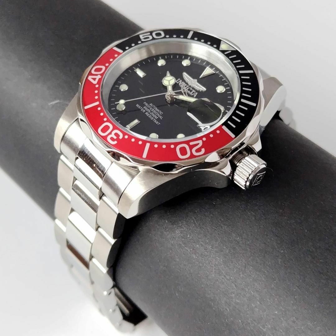 INVICTA(インビクタ)の自動巻きインビクタ新品ブラック赤黒オートマチックメンズ腕時計箱付小さめ40mm メンズの時計(腕時計(アナログ))の商品写真