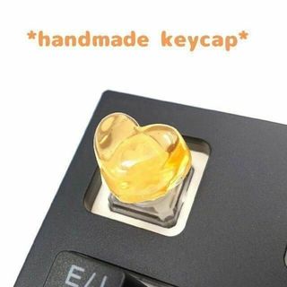 自作キーキャップ キラキラハートキャンディ オレンジ キートップ 　かわいい(PC周辺機器)