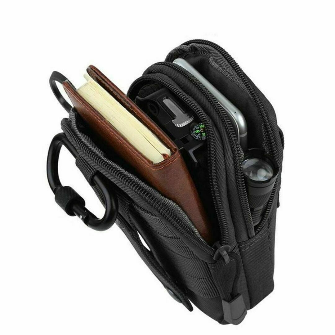 ウエストポーチ　多収納　ブラック　黒　ベルト　サバイバル　アウトドア　バッグ メンズのバッグ(ウエストポーチ)の商品写真