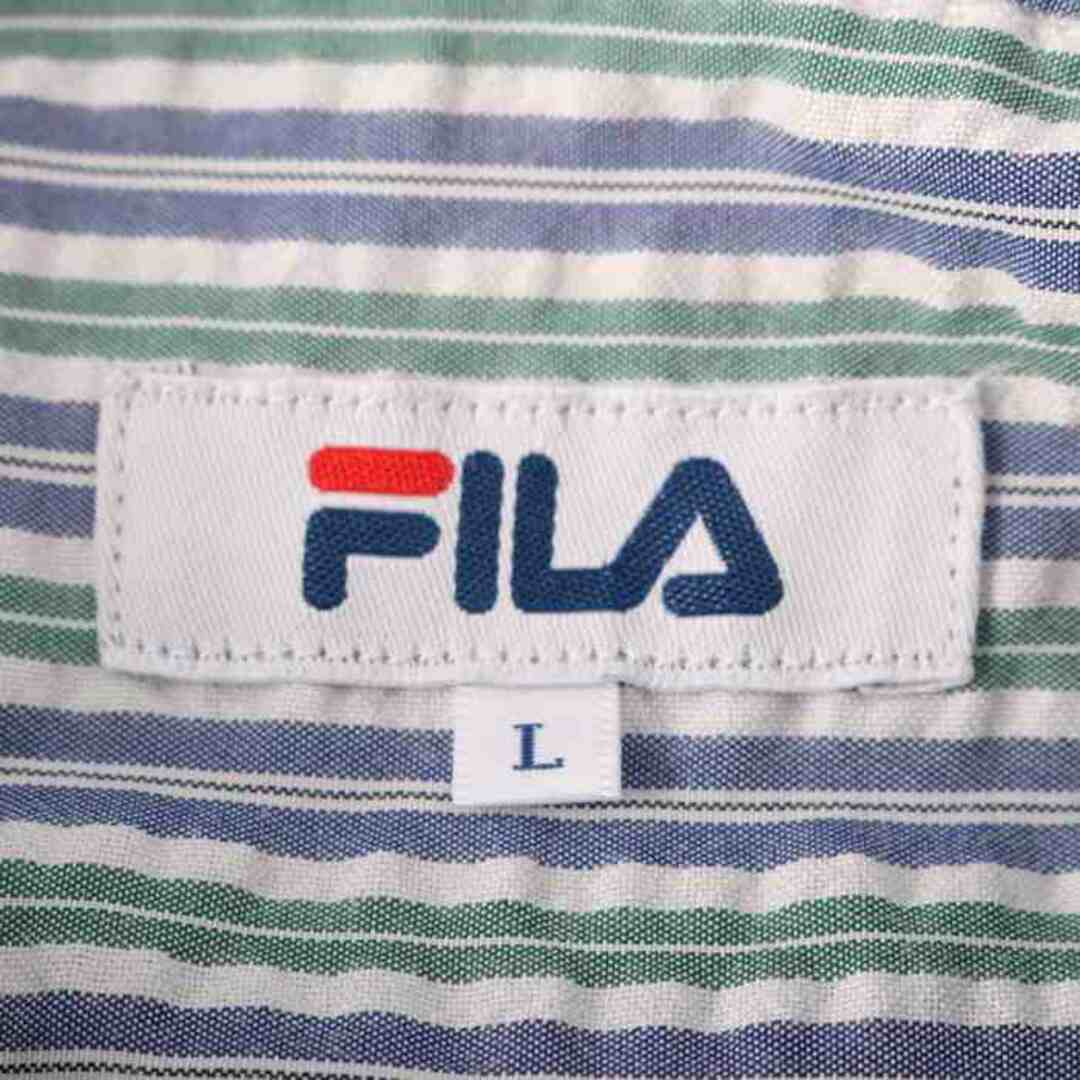 FILA(フィラ)のフィラ シャツ 長袖 ストライプ スポーツウエア トップス メンズ Lサイズ グリーン系 FILA メンズのトップス(シャツ)の商品写真